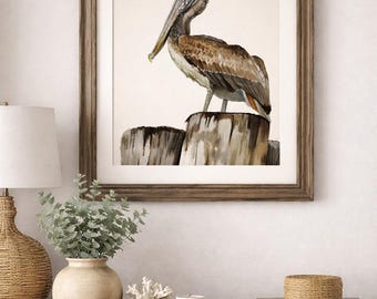 Signed Brown Pelican,  Art Print, Original Wall Art | Housewarming or Birthday Gift