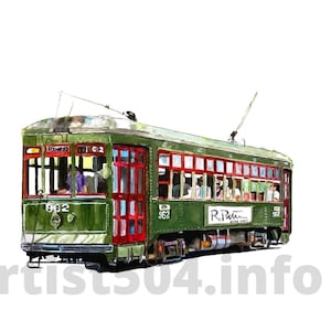 Impressão artística de parede, impressão de pôster, impressão de Nova Orleans, download digital, impressões de pôster da minha arte original &quot;New Orleans Streetcar&quot;