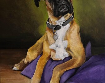 Custom Pet Portrait from Photo – Hand Painted Dog Painting – Personalized Pet Memorial Gift – Acrylic on Canvas