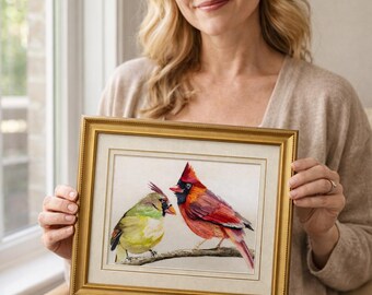 Signed Cardinals,  Art Print, Original Wall Art | Housewarming or Birthday Gift