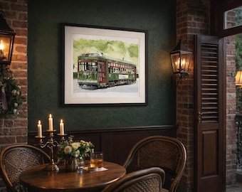 New Orleans Streetcar Art Print, Signed by Artist | NOLA Wall Art, Classic Home Decor
