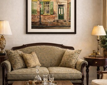 Acrylic painting of "French Quarter home". High-resolution digital image download.