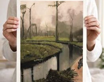 Acrylic painting of "Swamp painting". High-resolution digital image download.