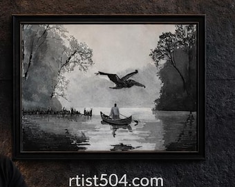 Pelican Swamp Painting – Original 11 × 14 Wildlife Art