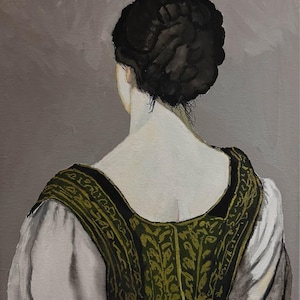 Study of a woman, painting,  11 x 14 acrylic on canvas, hand-painted by me, Rob  - original art