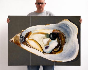 Original Large Oyster Painting – 48” x 36” – Hand-Painted