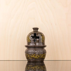 Handmade Ceramic Oil Lamp with Floral High-Temperature Decals