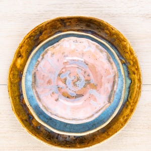 Handmade Stoneware Dinnerware set for 1 person ceramic dinnerware plates 25cm,19cm dishes,18cm bowl  Durable Artisan Functional Tableware