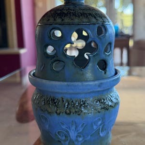 Handmade Stoneware Oil Lamp: Christian Orthodox Kandili with Oxide patina