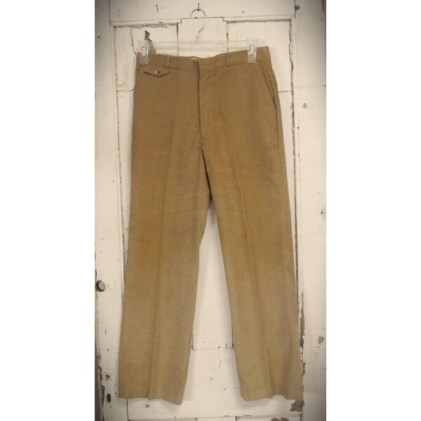 1970's Corduroy Trousers Vintage Men's Tan Casual Cotler Straight Leg Pants 32 X 31