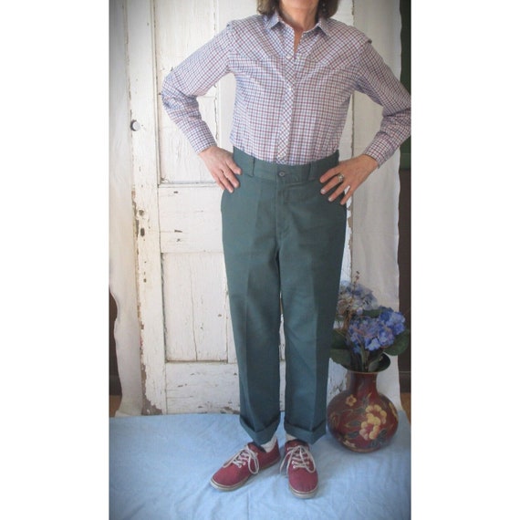 70s Vintage Big Yank Green Twill Unisex Work Pant… - image 1