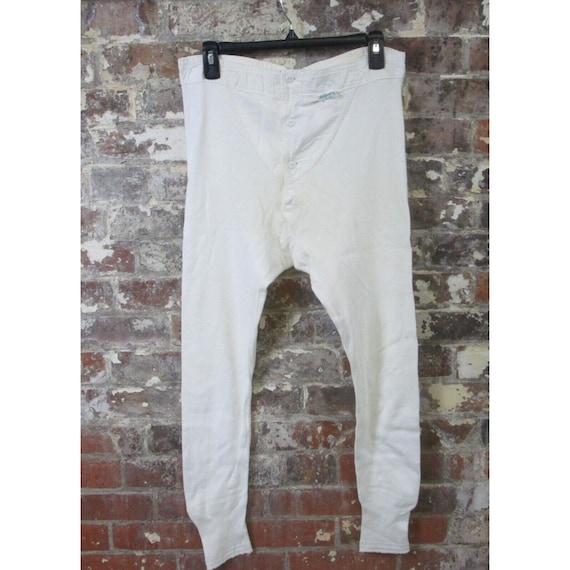 Vintage Pilgrim Long Johns Men's Thermal Knit White Underwear Bottoms 32  Waist