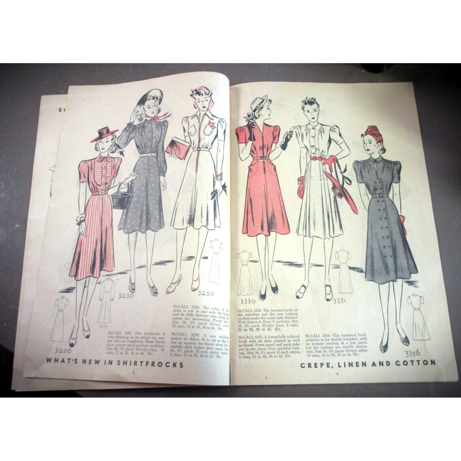 1930's Vintage Sewing Pattern Catalog Booklet Mccall Style New August