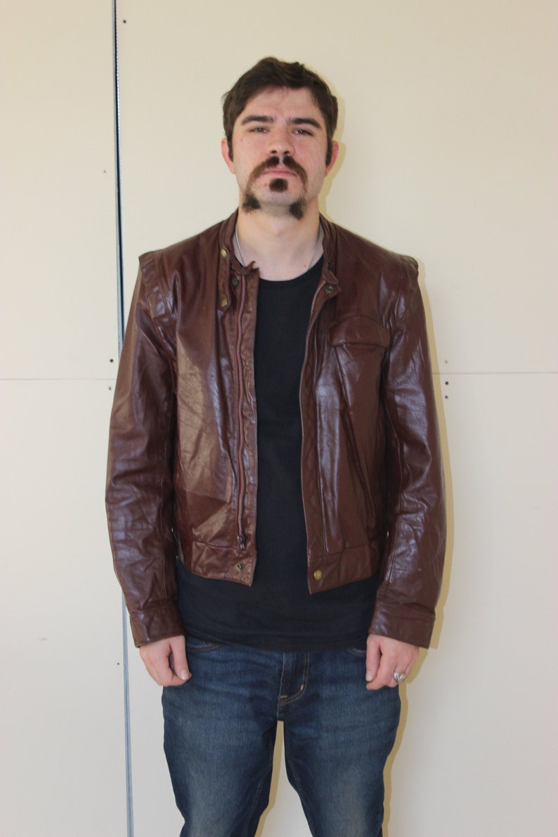 Leather Bomber Jacket 70/'s 80s Wilson Leather Vintage Members Only Style Leather Coat Size 38 Made in USA