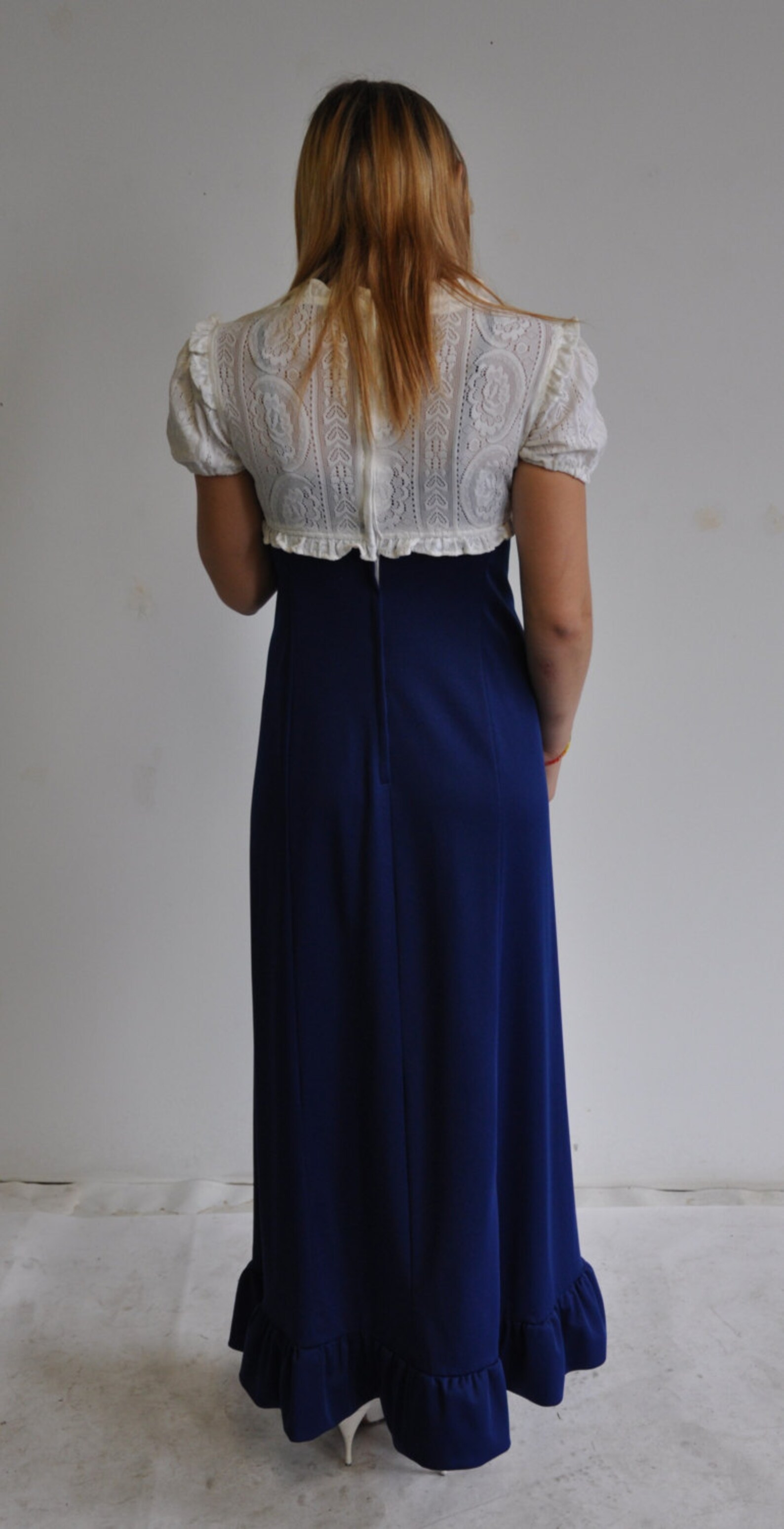 Maxi Robe 70's Ruffle Hem Grandma Robe Boho Hippy Frock Etsy France