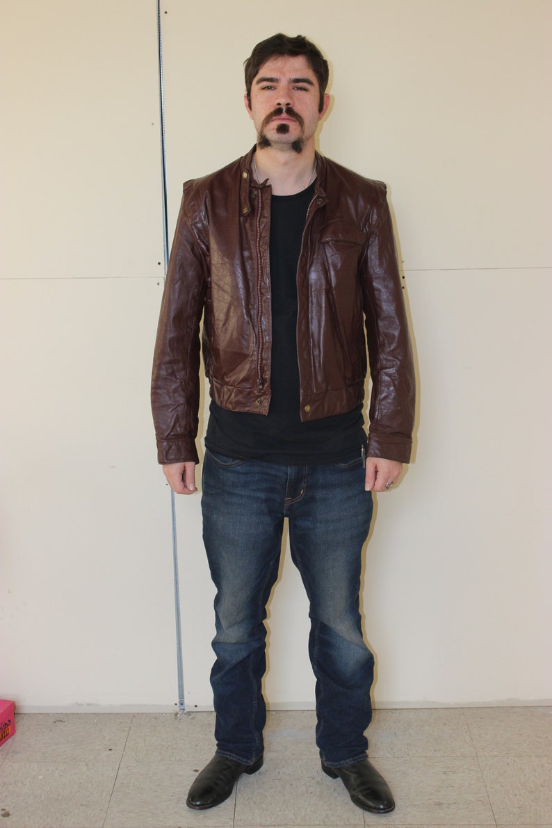 Leather Bomber Jacket 70/'s 80s Wilson Leather Vintage Members Only Style Leather Coat Size 38 Made in USA