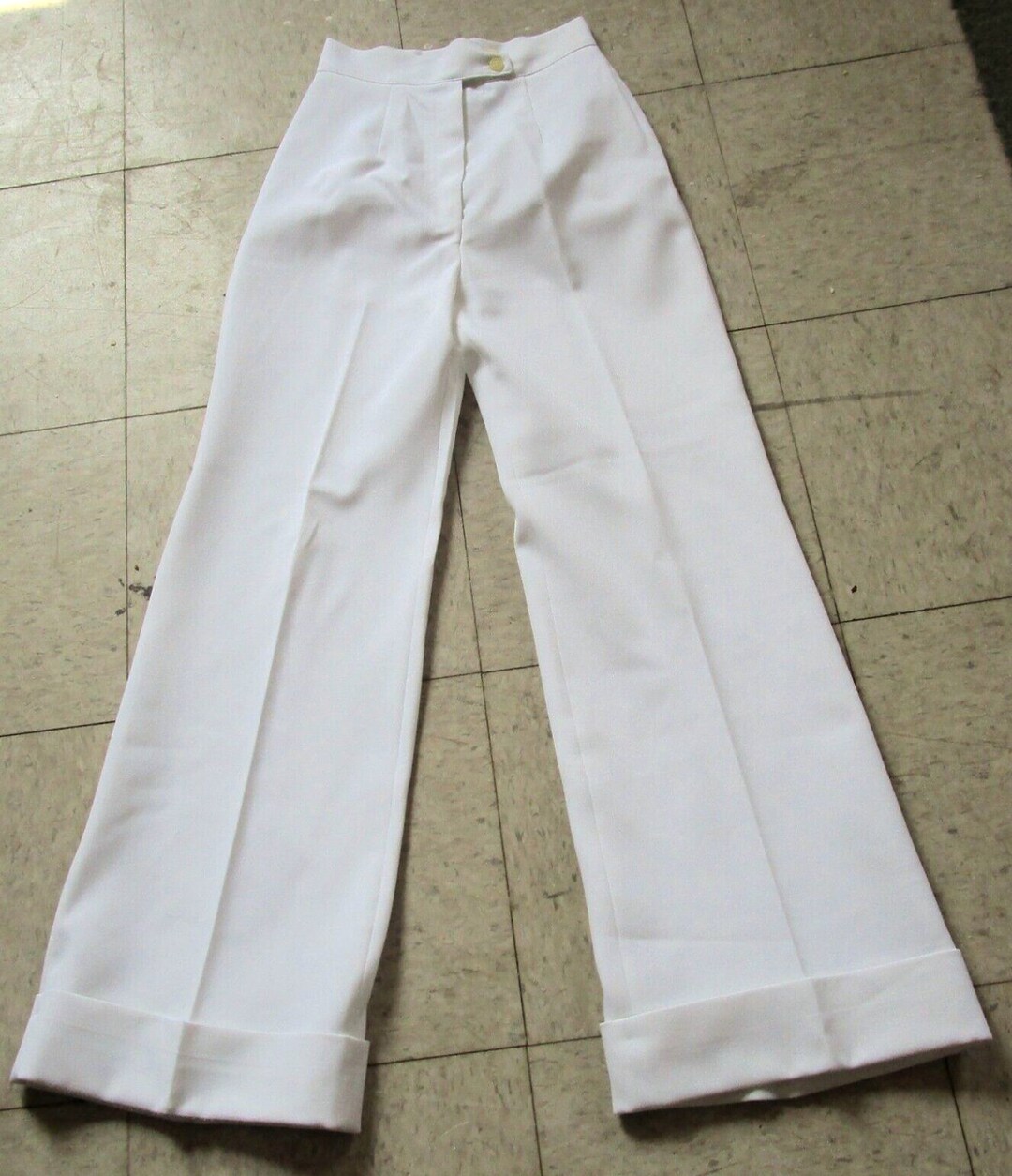 White high waist bell bottom pants with slits, civil wedding pants