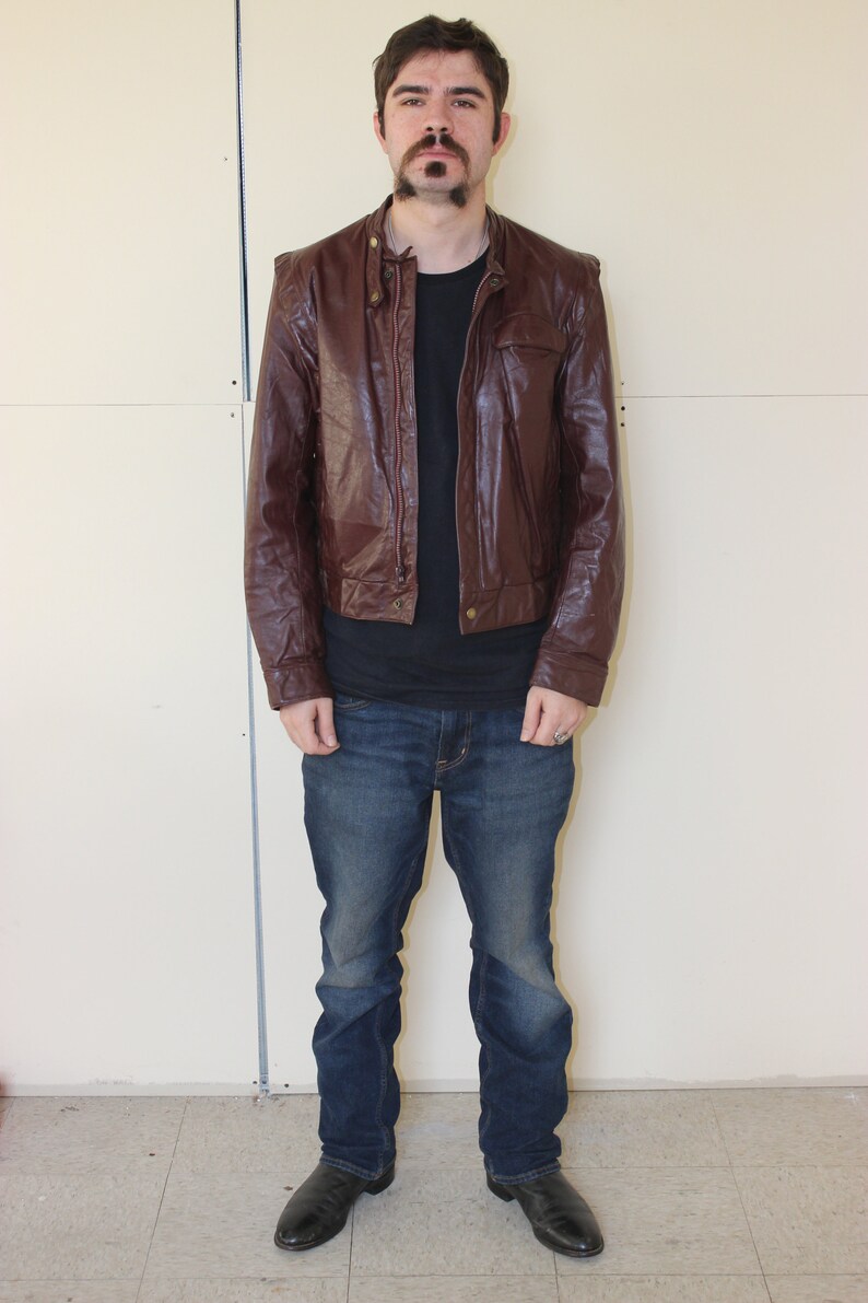 Leather Bomber Jacket 70/'s 80s Wilson Leather Vintage Members Only Style Leather Coat Size 38 Made in USA