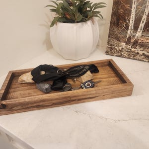 Bathroom Organizer Tray Farmhouse Collection Natural Wood Construction Premium Storage Solution Custom Size Options Perfect Vanity Display Essential Home Decor Beautiful Design Elements Rustic Style Details Elegant Storage System