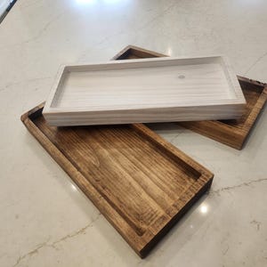 Natural Wood Bathroom Tray Farmhouse Style Organizer Rustic Home Decor Display Collection Premium Pine Construction Custom Size Options Perfect Vanity Storage Beautiful Cosmetic Organization Essential Storage Solution Elegant Display Box