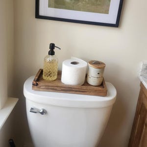 Natural Wood Bathroom Tray Farmhouse Style Organizer Rustic Home Decor Display Collection Premium Pine Construction Custom Size Options Perfect Vanity Storage Beautiful Cosmetic Organization Essential Storage Solution Elegant Display Box