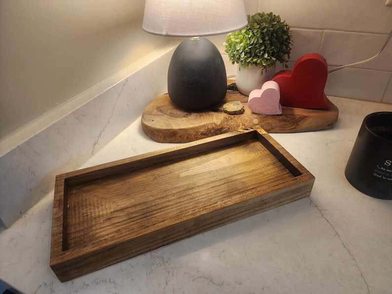 Bathroom Organizer Tray Farmhouse Collection Natural Wood Construction Premium Storage Solution Custom Size Options Perfect Vanity Display Essential Home Decor Beautiful Design Elements Rustic Style Details Elegant Storage System