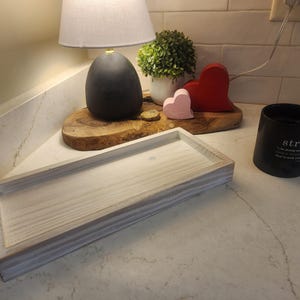 Premium Storage Tray Farmhouse Style Collection Natural Wood Construction Custom Size Options Perfect Bathroom Organization Essential Home Decor Beautiful Vanity Display Rustic Design Elements Elegant Storage Solution Premium Quality Build