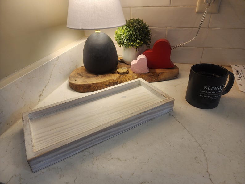 Premium Storage Tray Farmhouse Style Collection Natural Wood Construction Custom Size Options Perfect Bathroom Organization Essential Home Decor Beautiful Vanity Display Rustic Design Elements Elegant Storage Solution Premium Quality Build