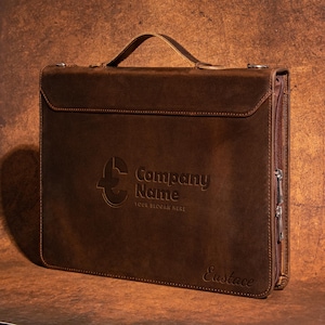 3 Ring Binder Portfolio, Personalized Leather Portfolio, Men&#39;s Real Leather Portfolio,A4 Notepad Holder, Company Party Gift，Gift for Him/Her