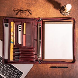 3 Ring Binder Portfolio, Personalized Leather Portfolio, Women&#39;s Genuine Leather Portfolio,A4 Notepad Holder, Christmas Gifts, Gift for Her