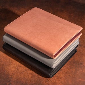 Portafolio de cuero vegano personalizado, portafolio para mujeres, cubierta de diario personalizada A4, portafolio con logotipo y nombre personalizados, regalos de Navidad, regalo para ella