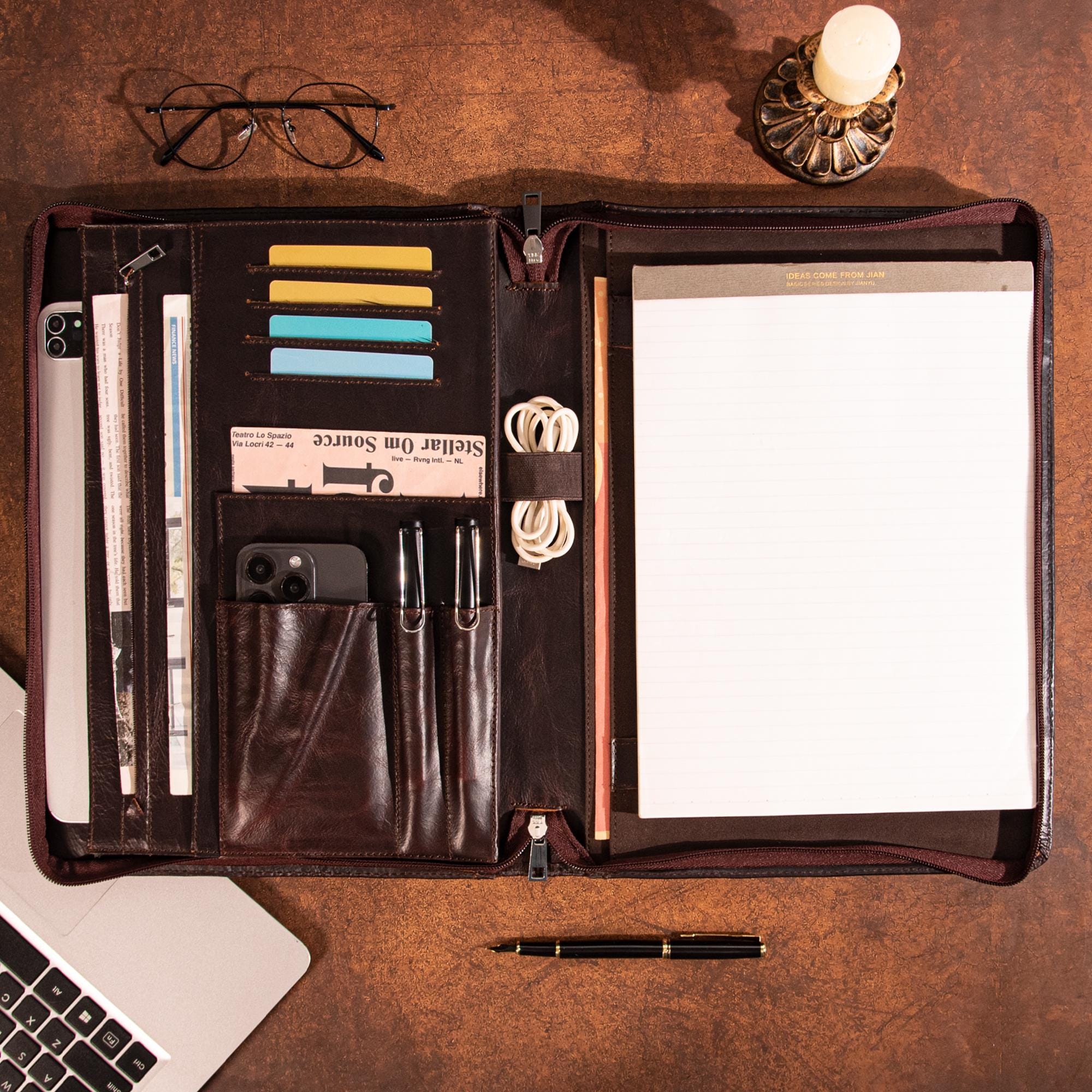 Personalized Real Leather Portfolio, Genuine Leather Portfolio, Oil-wax ...