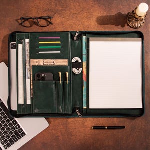Personalized Leather Padfolio, Custom leather Portfolio for Men, Company Party Gift, Custom Refillable Portfolio for Business or PhD Gift