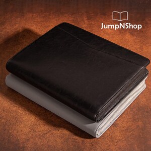 Portafolio de cuero vegano personalizado, portafolio de cuero negro para hombre, portafolio de cuero A4, portafolio con logotipo y nombre personalizados, regalo de empresa para él
