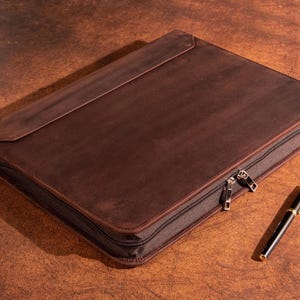 3 Ring Binder Portfolio, Personalized Leather Portfolio, Men's Real Leather Portfolio,A4 Notepad Holder, Company Party Gift，Gift for Him/Her
