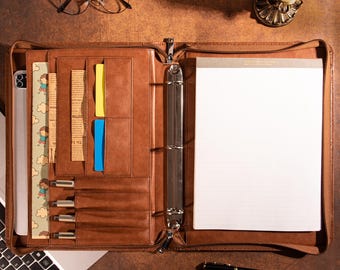 Vegan Leather Portfolio,3 Ring Binder Portfolio, Personalized Vegan Leather Portfolio, A4 Notepad Holder, iPad Case, Christmas Gifts