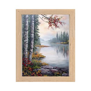 Acrylic landscape fall painting, Autumn Landscape, Rustic Mountain, Wall Art, Fall Foliage Art, Fall Forest , Digital Art Print