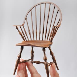 Miniature Windsor Bow-Back Chair | 1:6 Scale Dollhouse Furniture