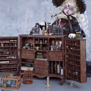 Gothic Miniature Cabinet 1:6 Scale Victorian Dollhouse