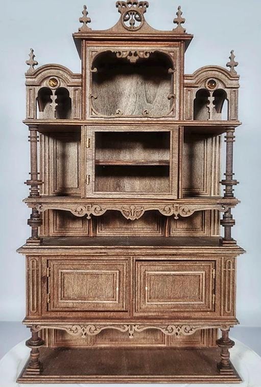 Gothic Miniature Cabinet 1:6 Scale Victorian Dollhouse