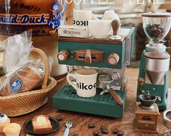 Mini Espressomaschine & Kaffeemühle | 1:6 Maßstab Modernes Puppenhaus Café Gerät