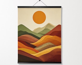 Retro Minimalist Sunny Hills | Hanger Canvas Print | Framed Wall Art