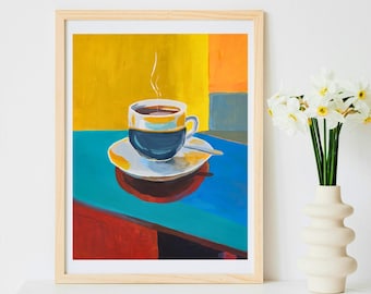 Coffee Cup Modern Still Life Print | Original Artwork Poster | Art for Wellness | Kitchen & Living Room | Unframed
