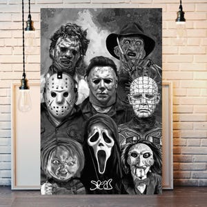 Halloween horror Freddy Hellraiser Chucky Canvas print poster artwork