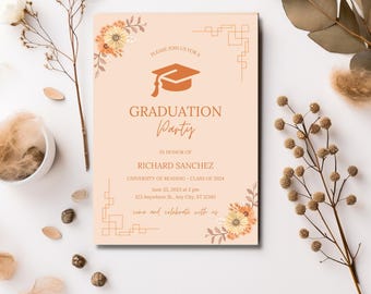 Modern Photo Graduation Party Evite Template (Digital Download)