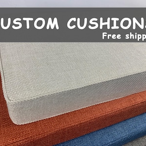 Custom Sizes Bench Cushion indoor furniture, Window seat pads for RV Mudroom bench cushion High Density Foam FREE shipping