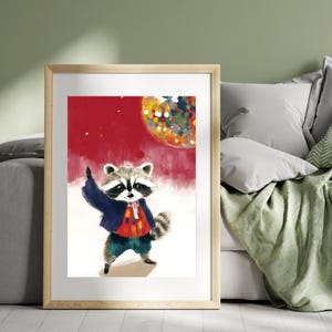 Playful Raccoon in Vibrant Outfit | Whimsical Raccoon Poster | Fun Woodland Animal Art | Cute Digital Wall Decor | Kids Room Illustration