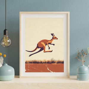 Vintage Kangaroo Wall Art | Australian Wildlife Poster | Majestic Kangaroo Print | Nature Animal Illustration | Australian Decor