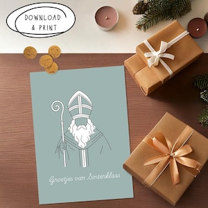 Sinterklaas kaart | Printbaar Doe-het-zelf kaart | Directe Download