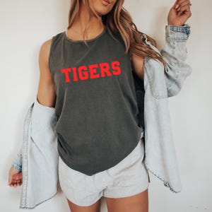 Comfort Colors Custom Team Name Tank Football Mascot Gift for Mother&#39;s Day Gift Idea School Spirit Coach Game Day Tank Top Football Mama